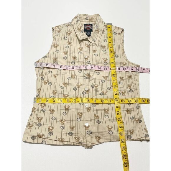 Harley Davidson Tori Richard Printed Engine Button Up Top Aloha Wear Tan Small - Picture 6 of 12